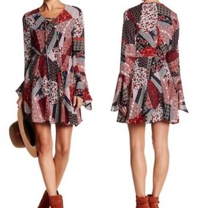 NWT Romeo + Juliet Bell Sleeves Patchwork Dress